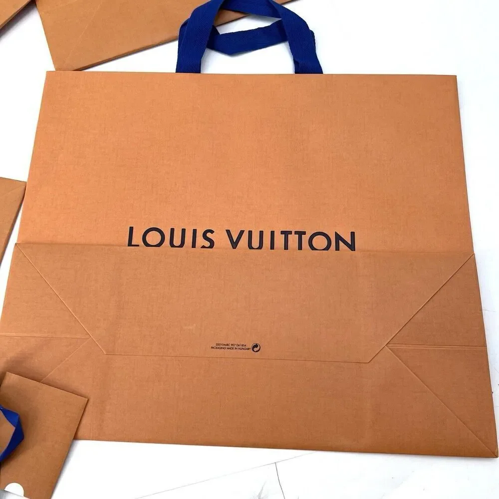 Louis Vuitton LOT Various Sizes Orange Gift Tote Bags & Card With Ribbon